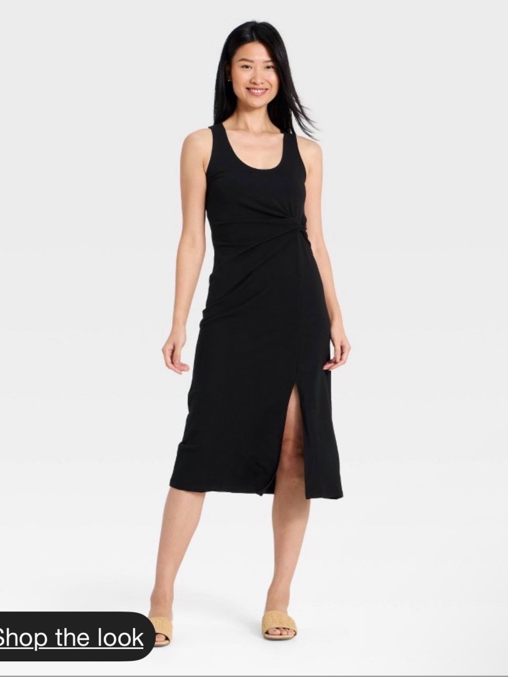 Target Black Knot-Front Sleeveless Midi Dress with Side Slit